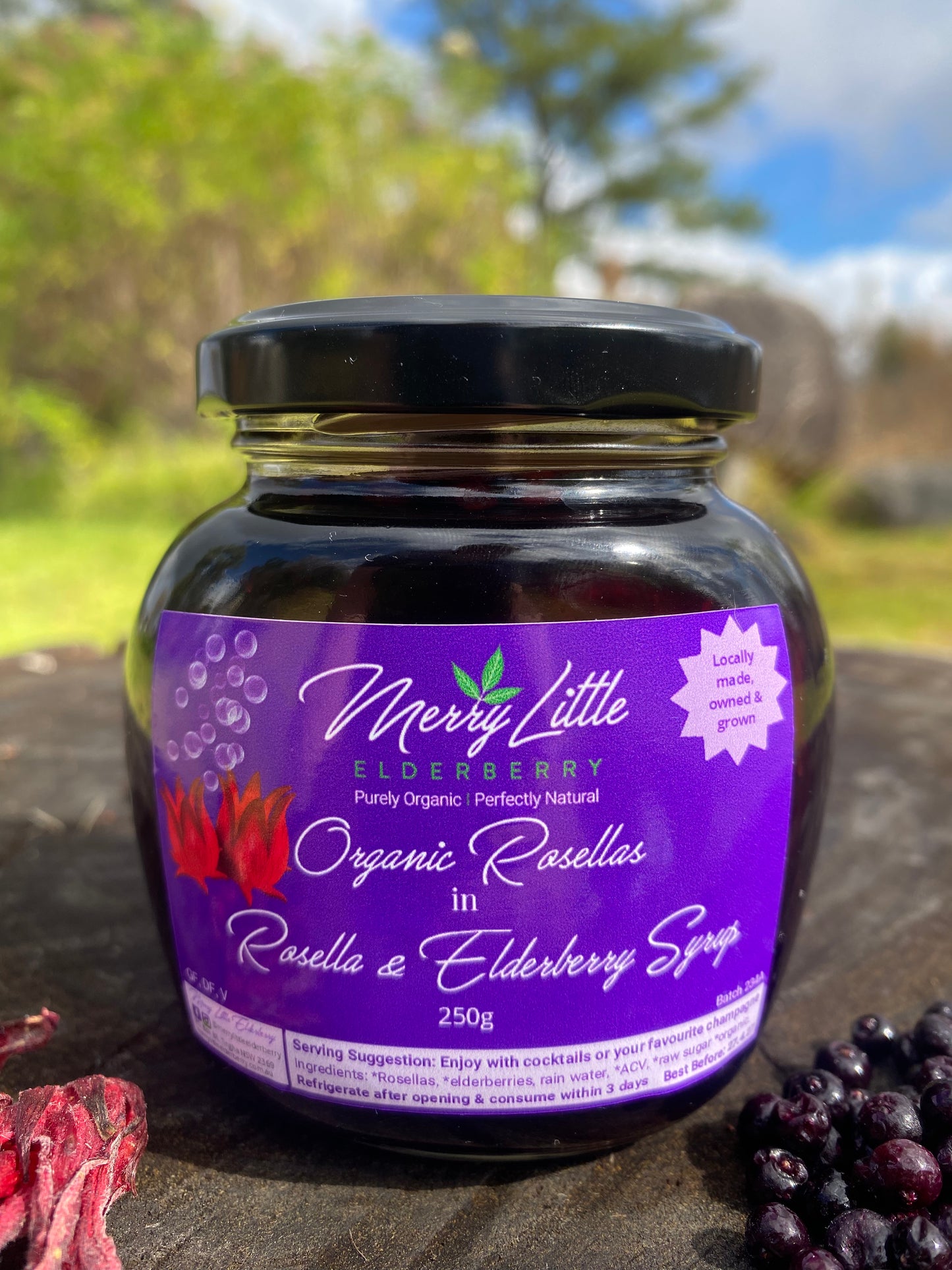 Rosella & Elderberry Syrup – 250g – Small-Batch Cocktail & Mocktail Syrup