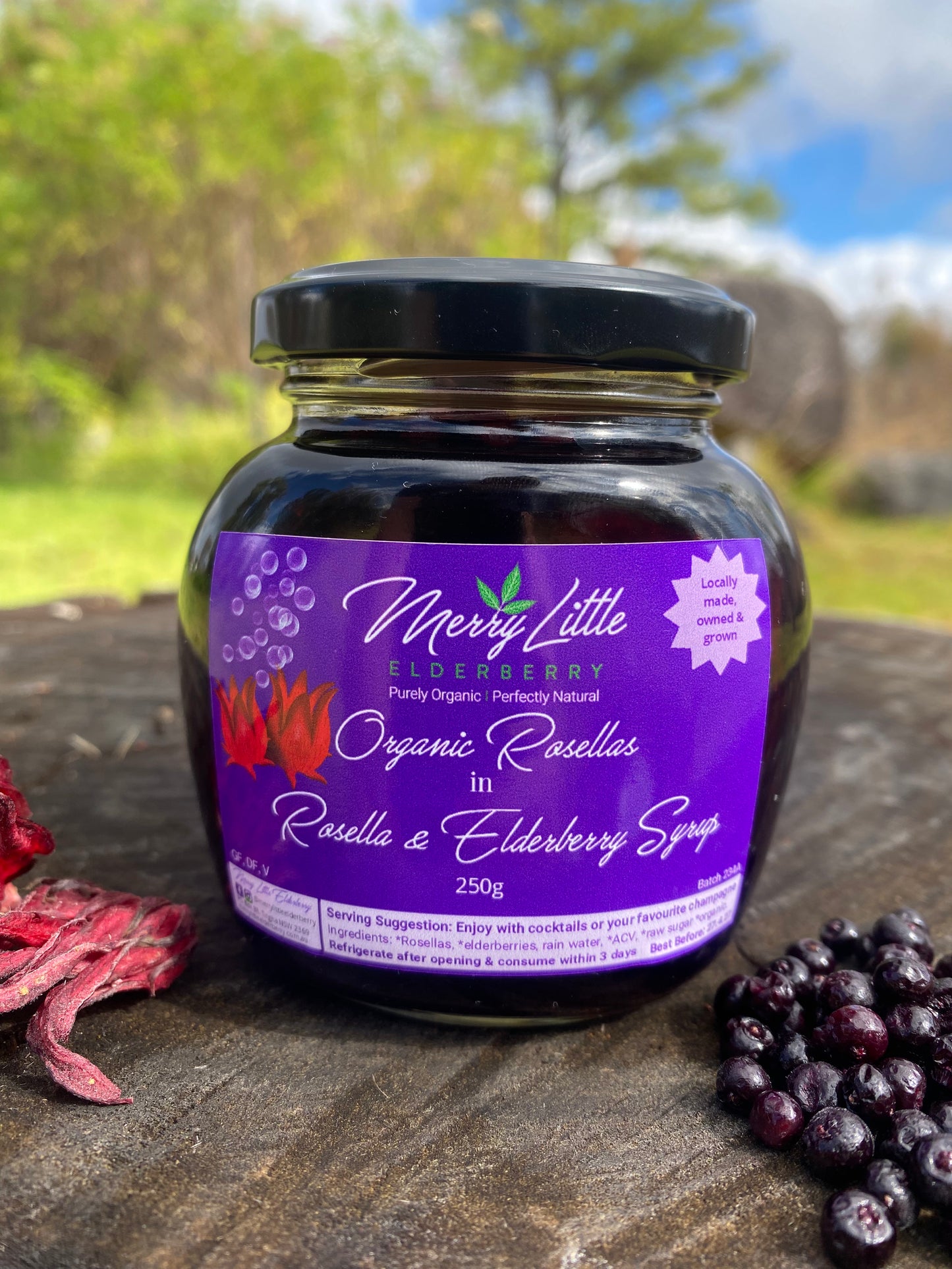 Rosella & Elderberry Syrup – 250g – Small-Batch Cocktail & Mocktail Syrup